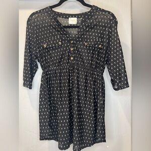 SirenLily Maternity Black Button-Down Blouse